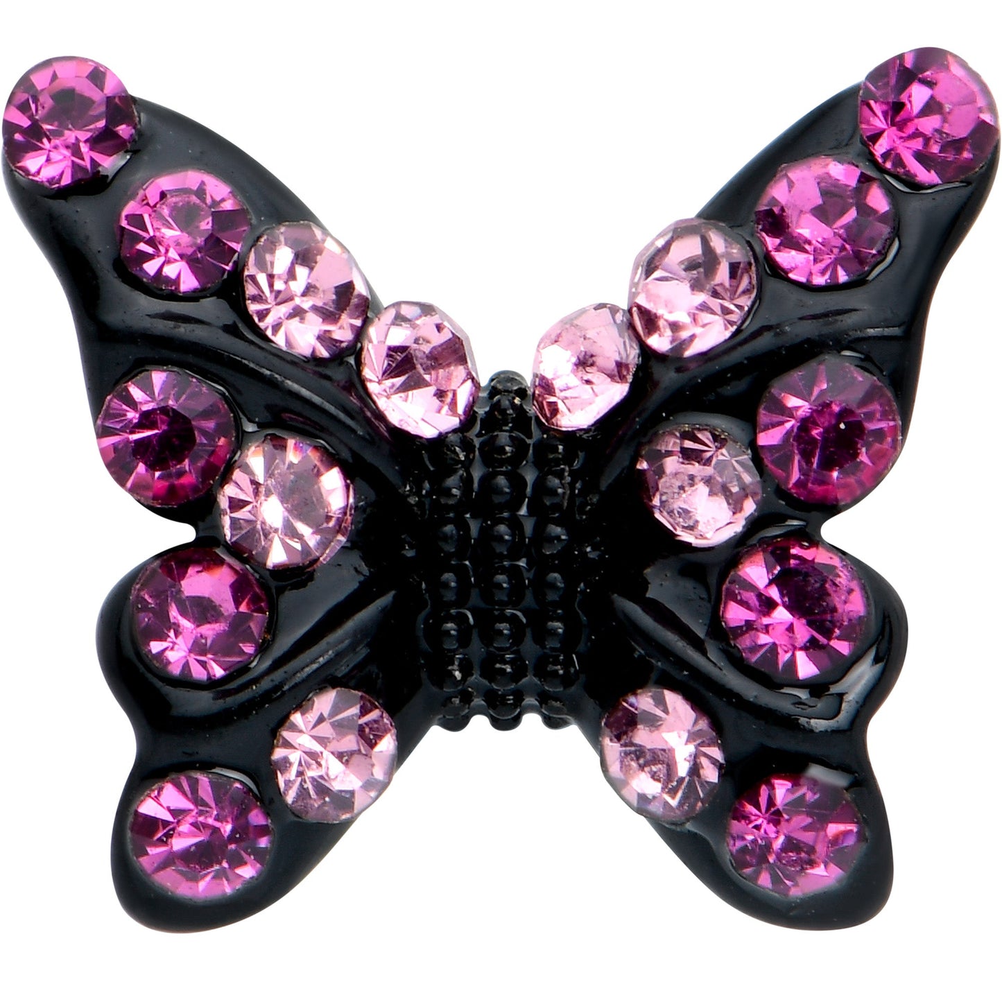 16G 1/4 Pink Gem Black Midnight Butterfly Labret