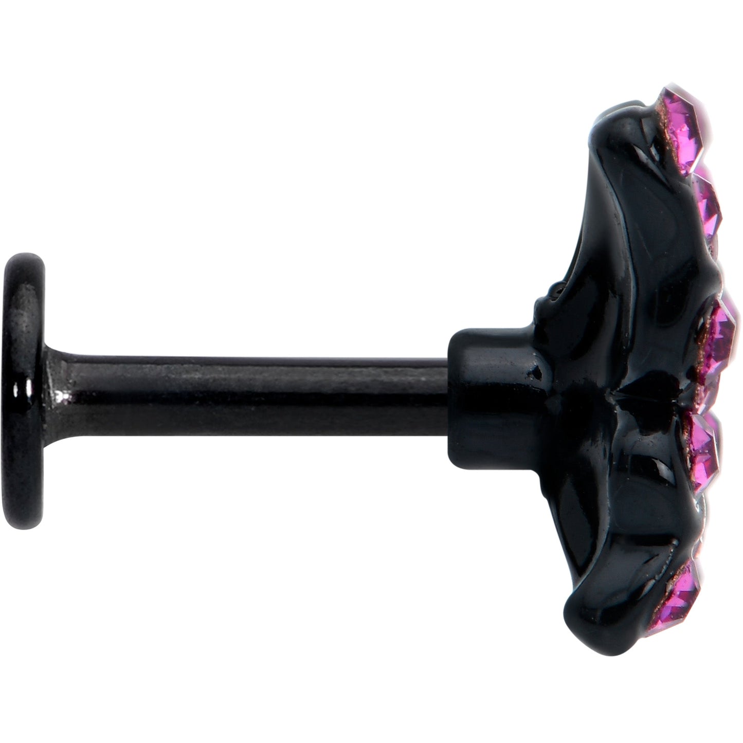 16G 1/4 Pink Gem Black Midnight Butterfly Labret