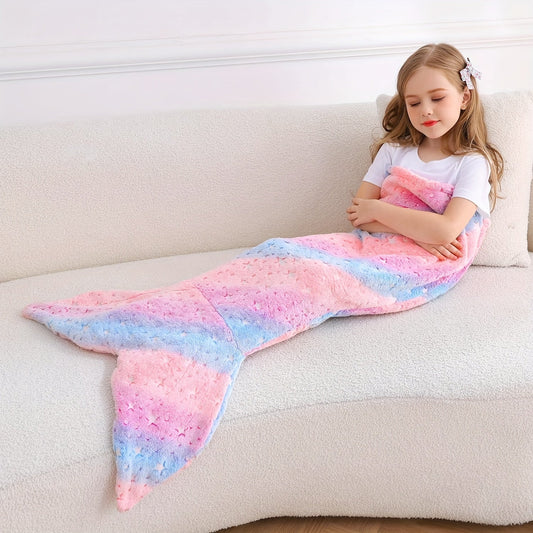 1pc Mermaid Tail Blanket - Glowing Plush Mermaid Wearable Blanket, Suitable For Teen Girls, Teens Adults All Seasons Soft Flannel Fleece Comfortable Blanket Mermaid Unicorn Sleeping Bag, Suitable For Birthday Decoration