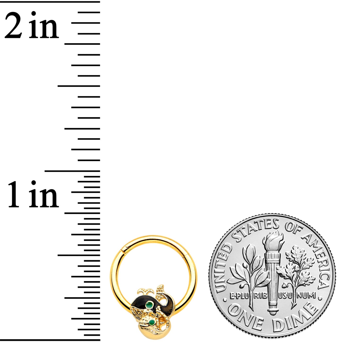 16G 3/8 Gold Tone Mom Baby Whale Hinged Segment Ring