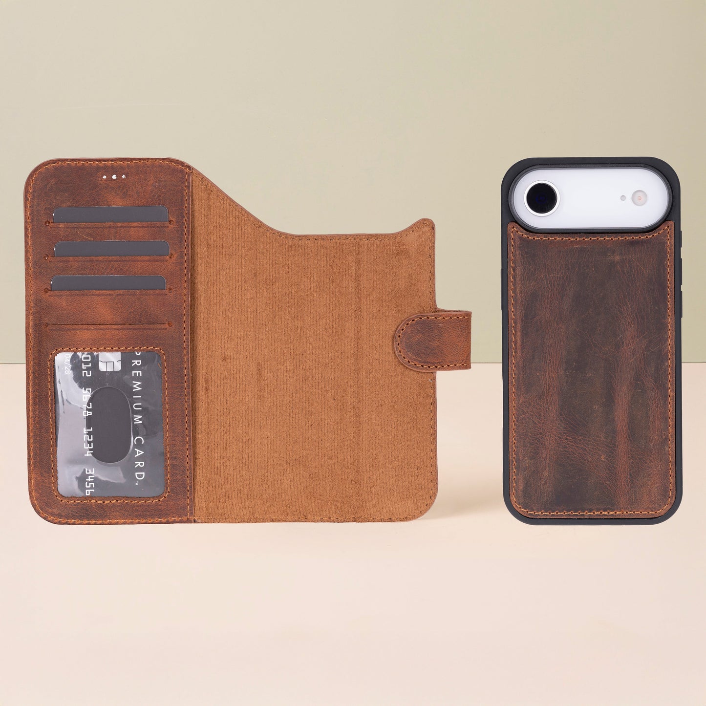 Premium Leather iPhone Air Wallet Case – Brown - Austin