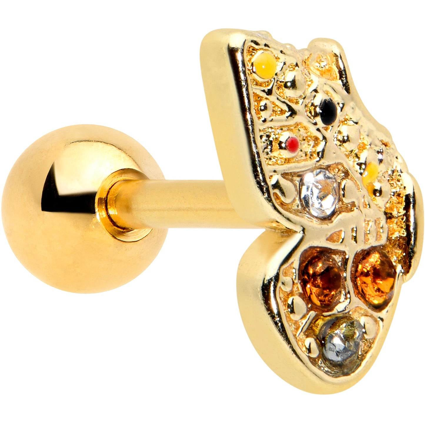 16G 1/4 Orange Gem Gold Hue Baroque Butterfly Cartilage Tragus Earring