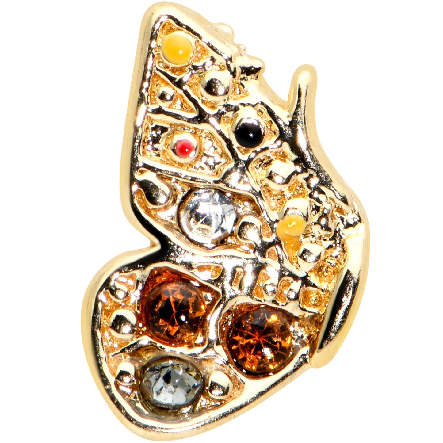 16G 1/4 Orange Gem Gold Hue Baroque Butterfly Cartilage Tragus Earring