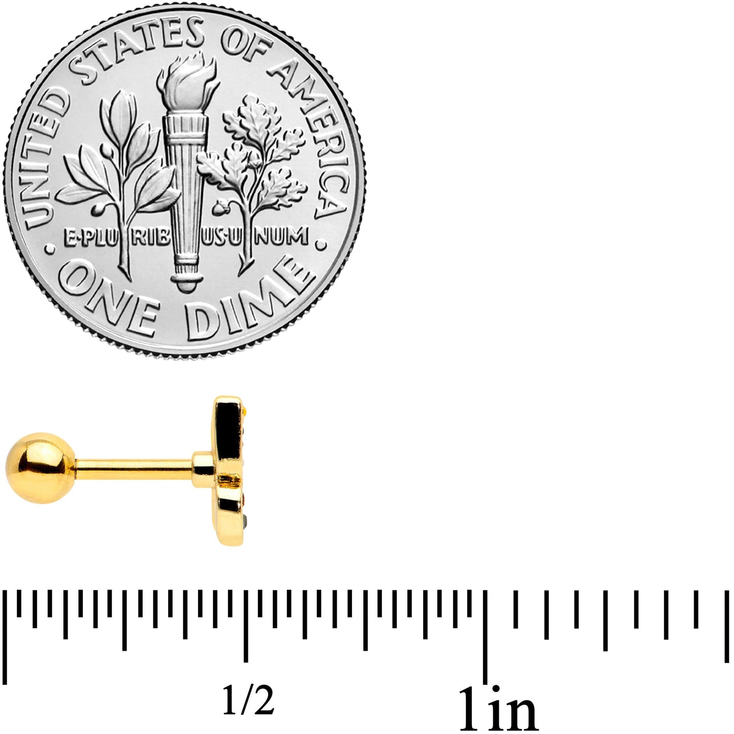 16G 1/4 Orange Gem Gold Hue Baroque Butterfly Cartilage Tragus Earring