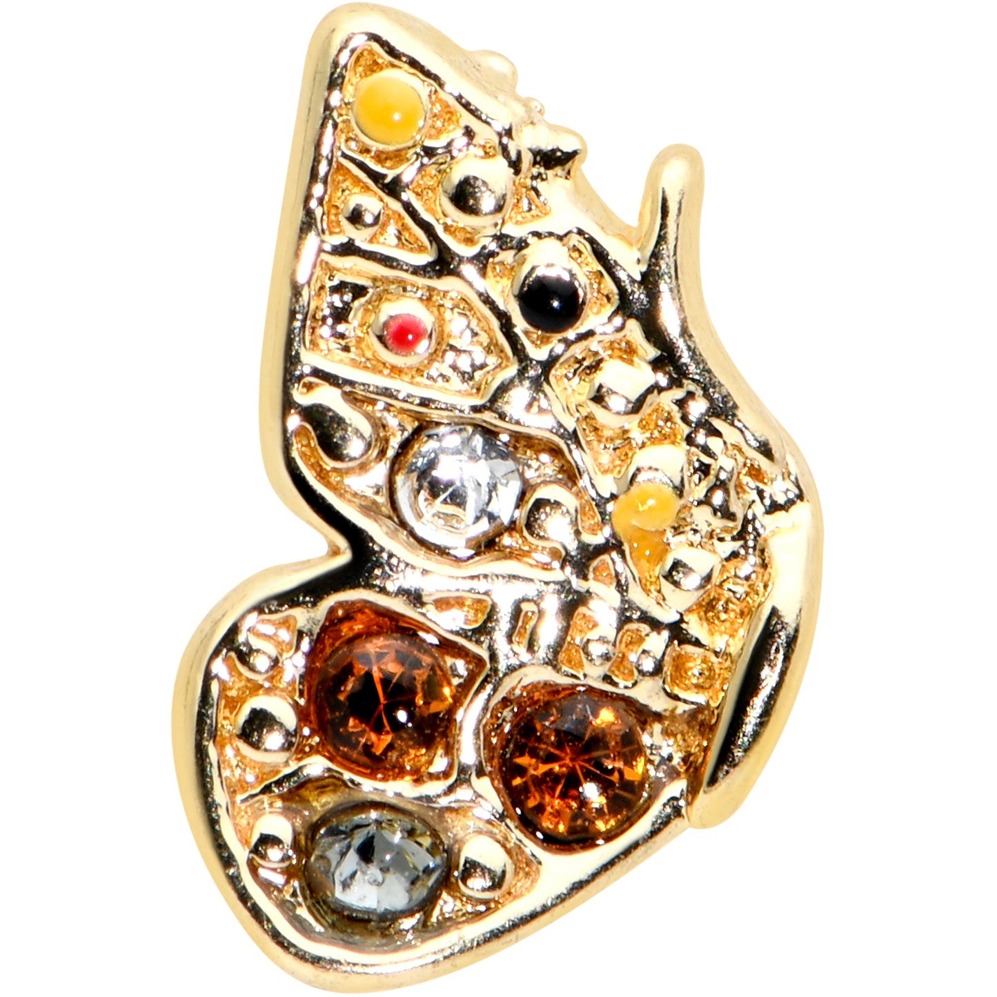 16G 5/16 Orange Gem Gold Tone Baroque Butterfly Labret Monroe Tragus