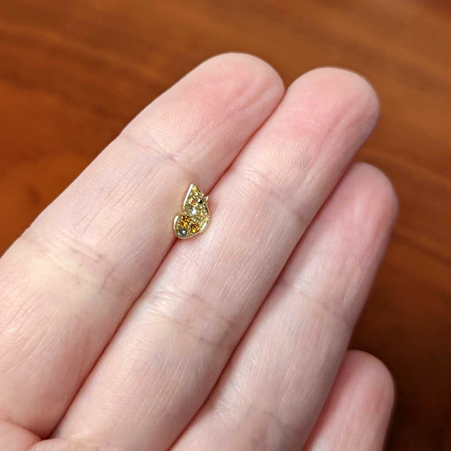 16G 5/16 Orange Gem Gold Tone Baroque Butterfly Labret Monroe Tragus