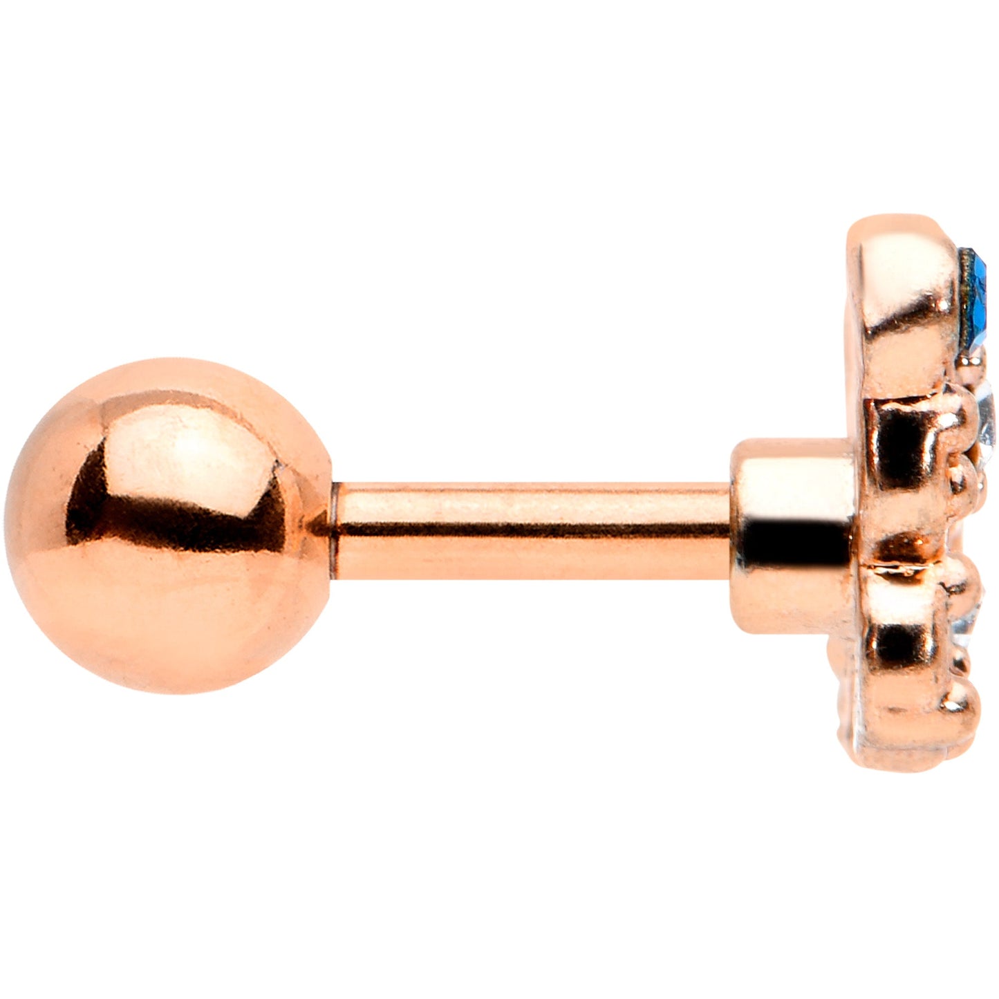 16G 1/4 Blue Gem Rose Gold Tone Butterfly Cartilage Tragus