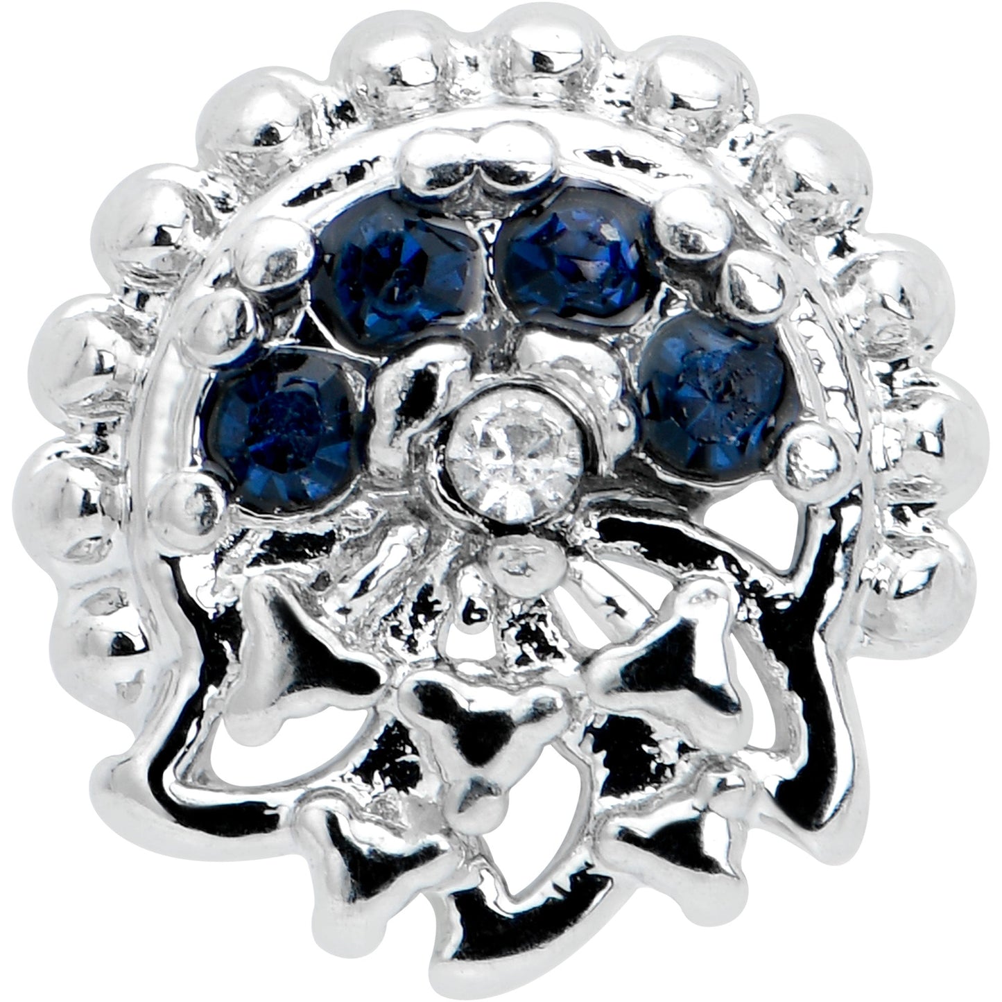 16G 1/4 Blue Clear Gem Abstract Arch Labret