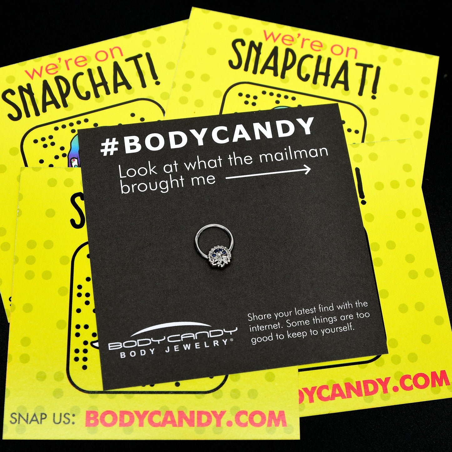 16G 3/8 Clear Blue Gem Abstract Arch Hinged Segment Ring