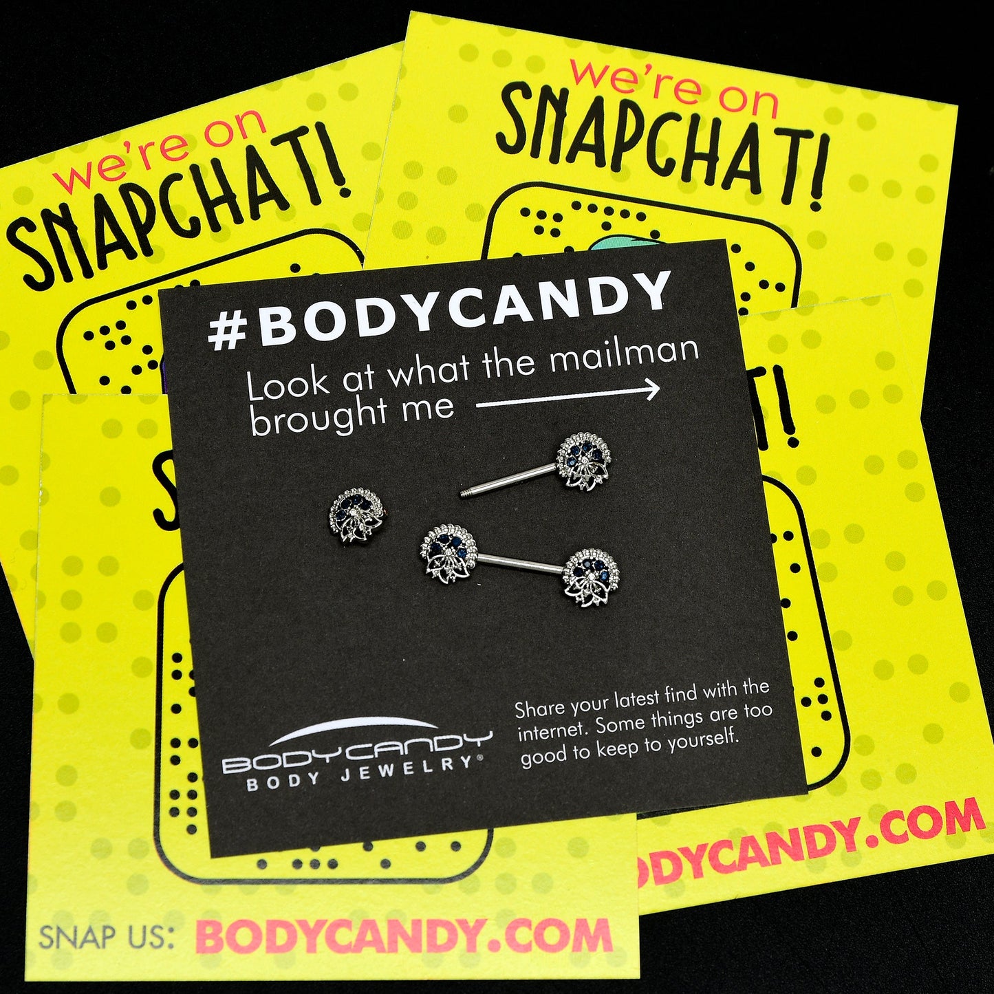 14G 1/2 Blue Clear Gem Abstract Arch Barbell Nipple Ring Set