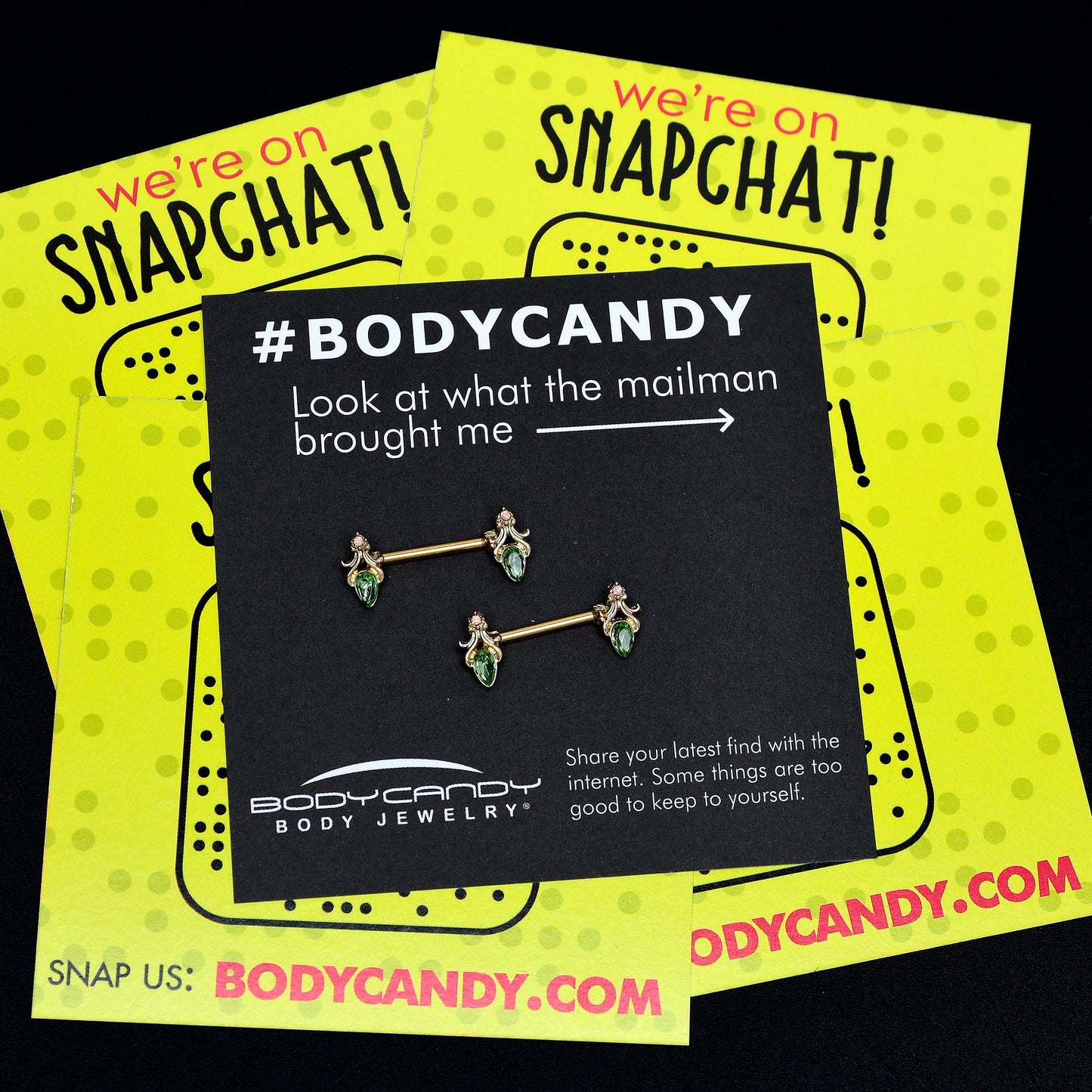 14G 9/16 Green Gem Gold Hue Spring Shades Barbell Nipple Ring Set