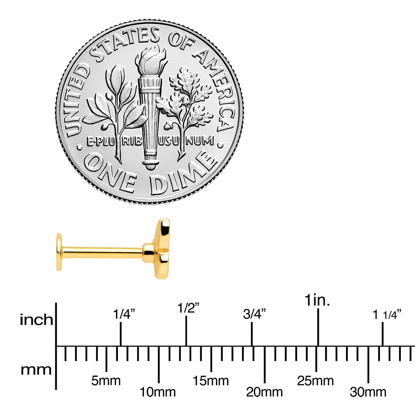 16G 5/16 Gold Tone Red White Blue Butterfly Labret Monroe Tragus