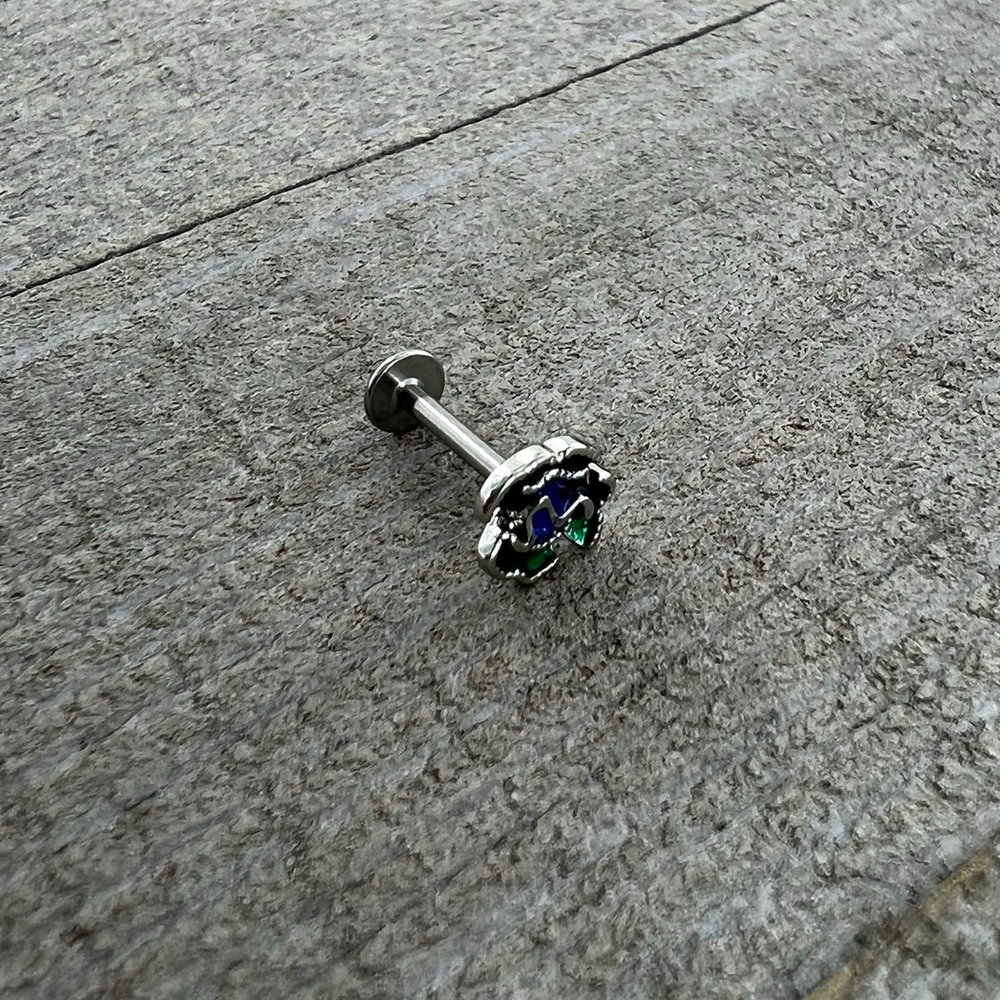 16G 5/16 Spring Flower Green Blue Labret Monroe Tragus