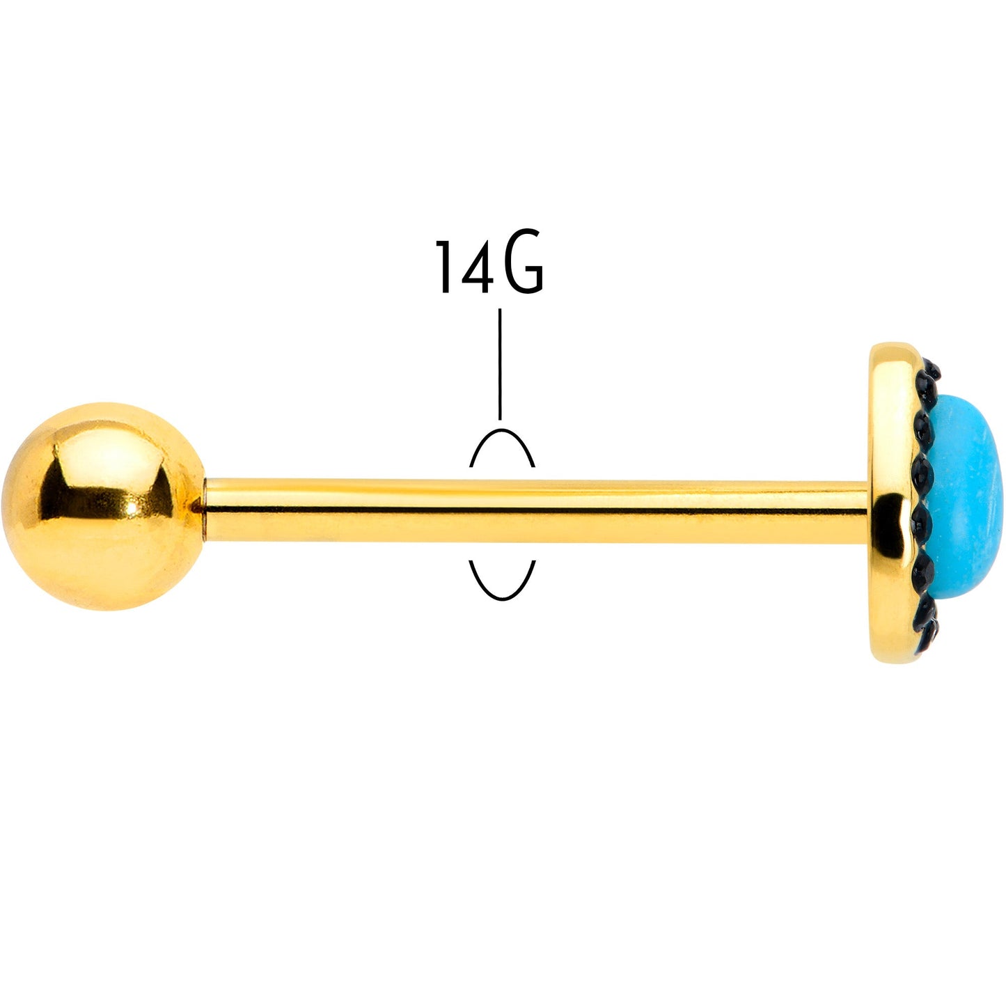 Gold Tone Southwestern Style Blue Drop Barbell Tongue Ring