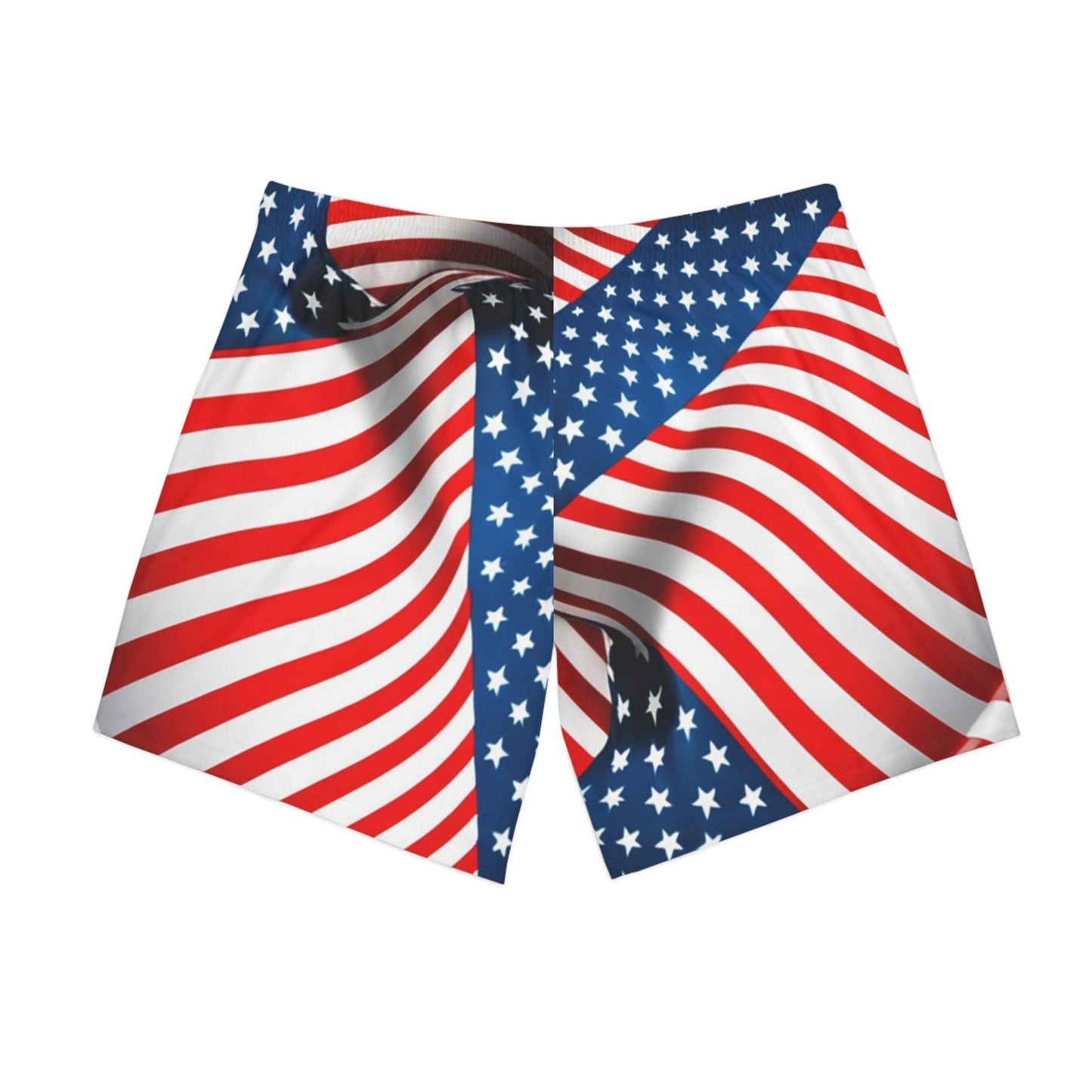 American Flag Men's Elastic Beach Shorts - Lizard Vigilante