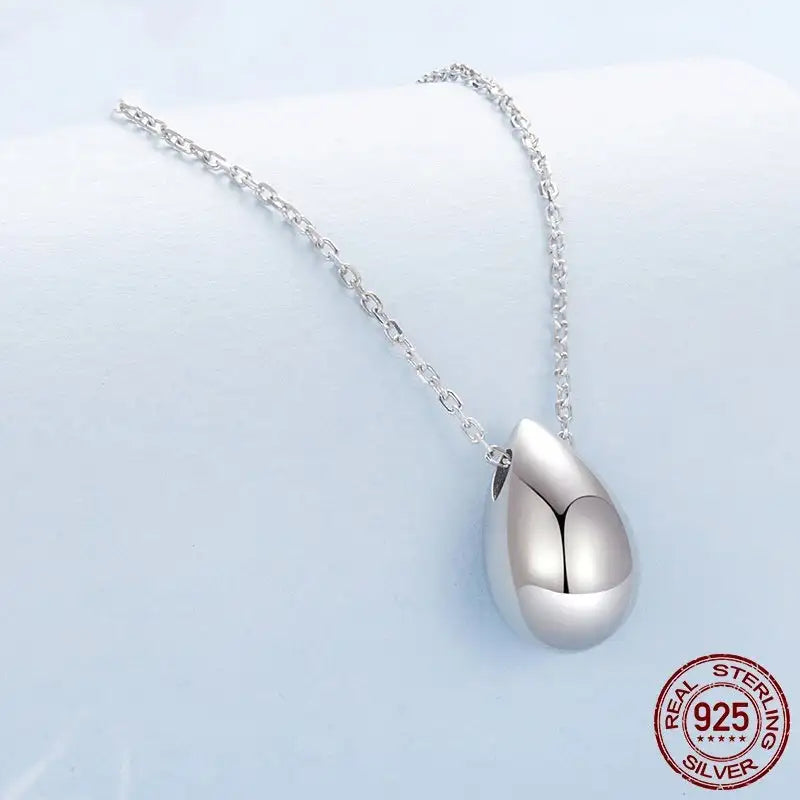 Water Drop Necklace S925 Sterling Silver White Gold Plated Ornament