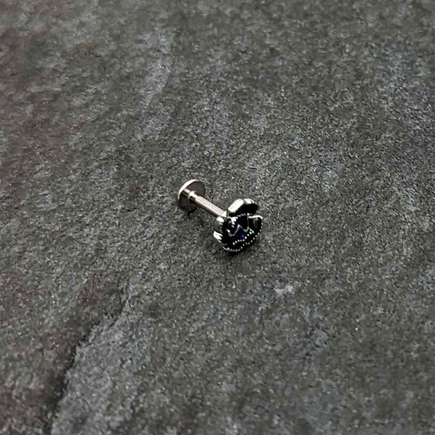 16G 1/4 Spring Flower Green Blue Labret Monroe Tragus