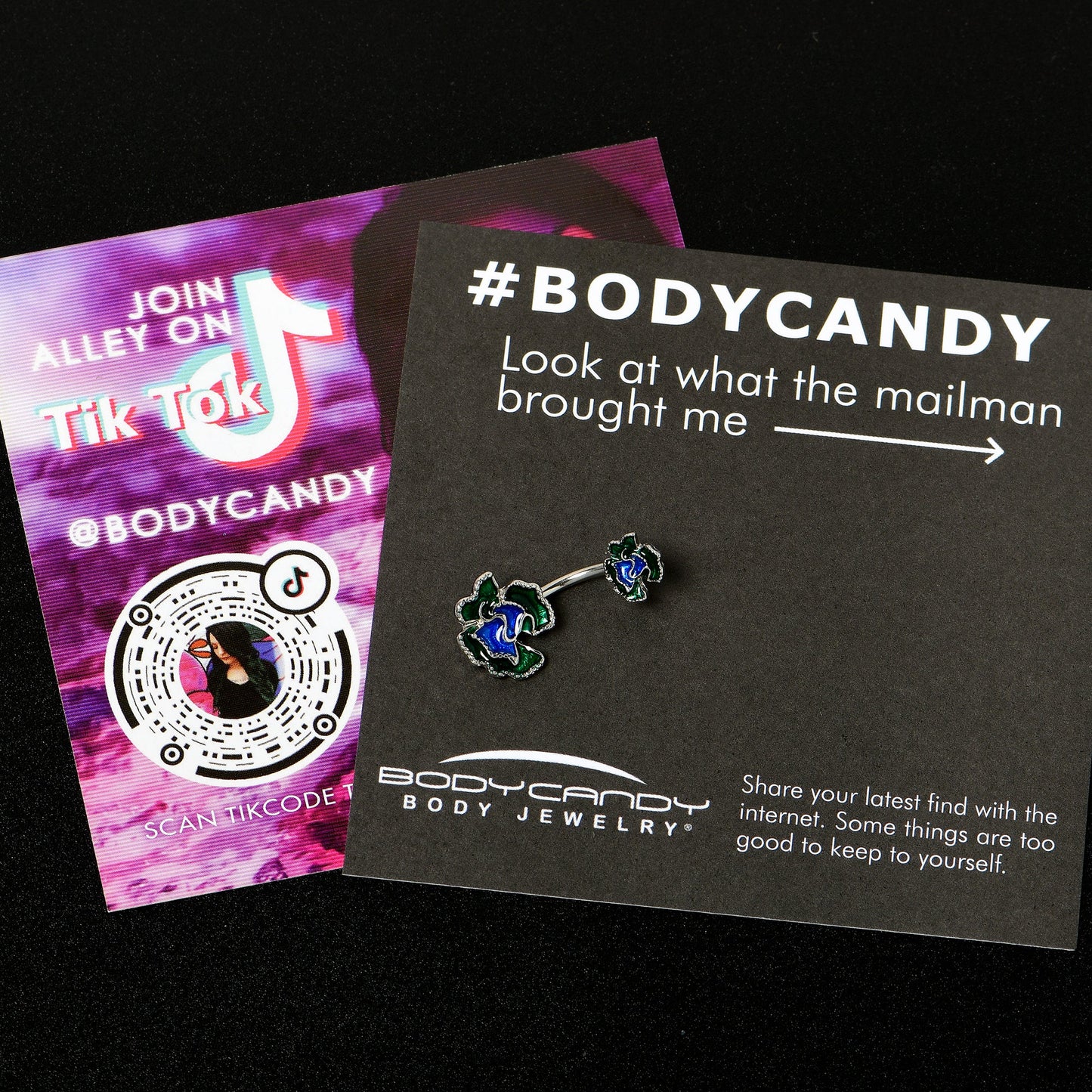 Spring Flower Green Blue Double Mount Belly Ring