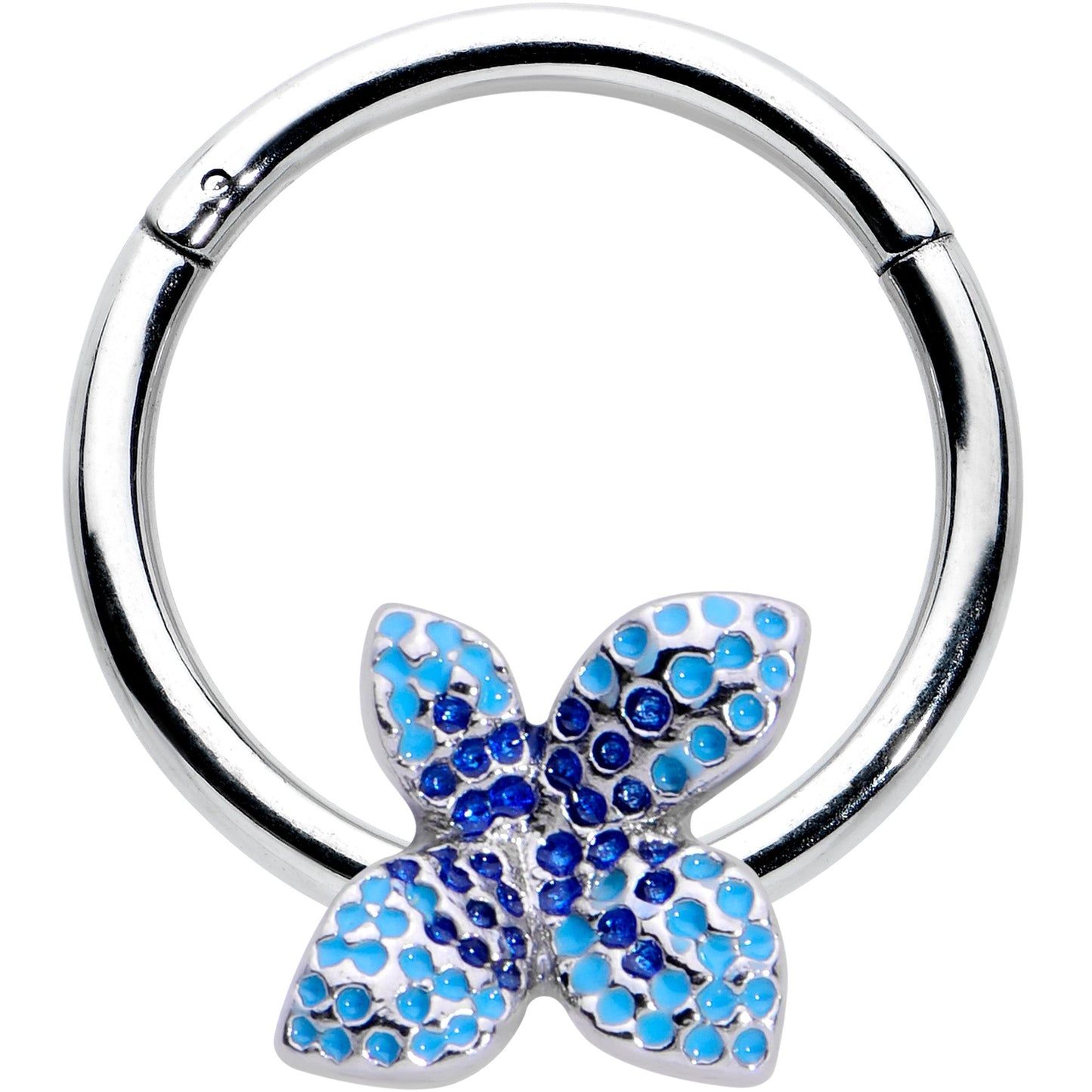16G 3/8 Glamour Butterfly Hinged Segment Ring