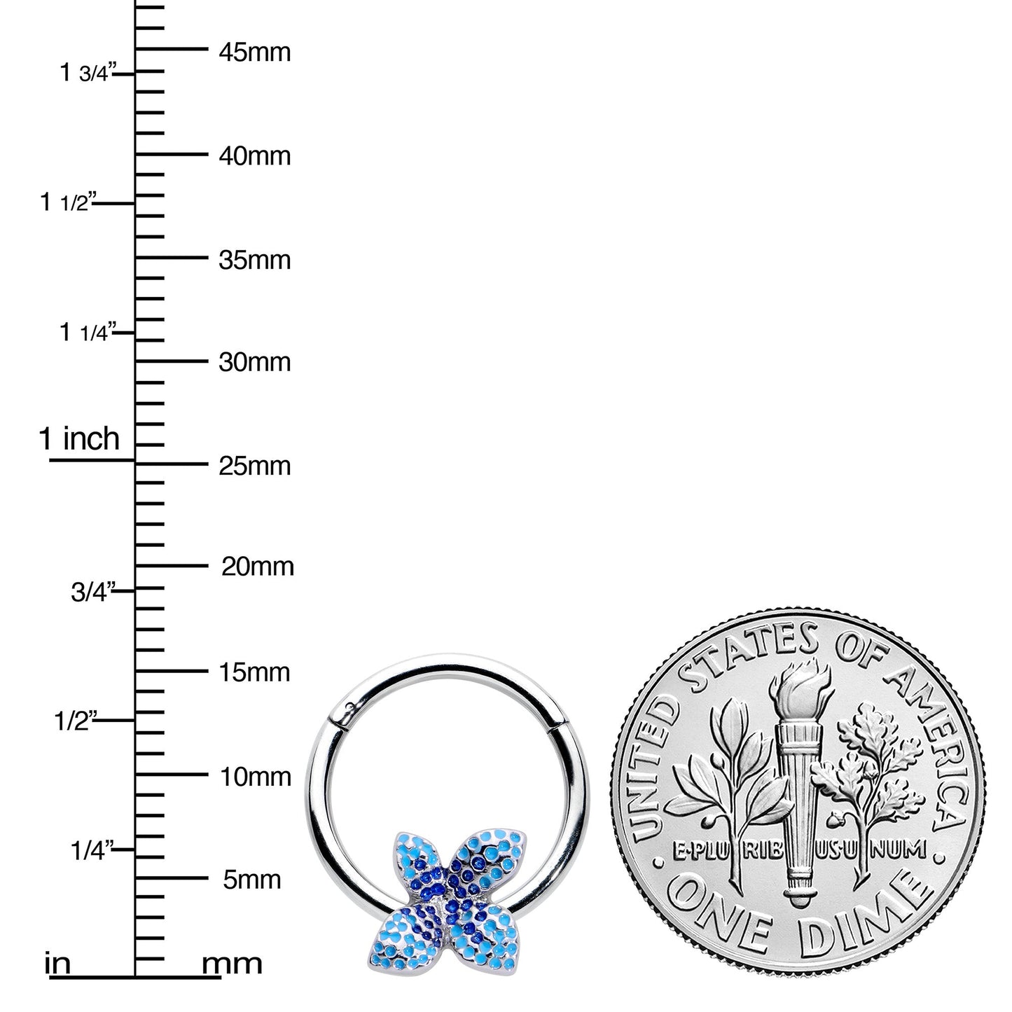 16G 3/8 Glamour Butterfly Hinged Segment Ring