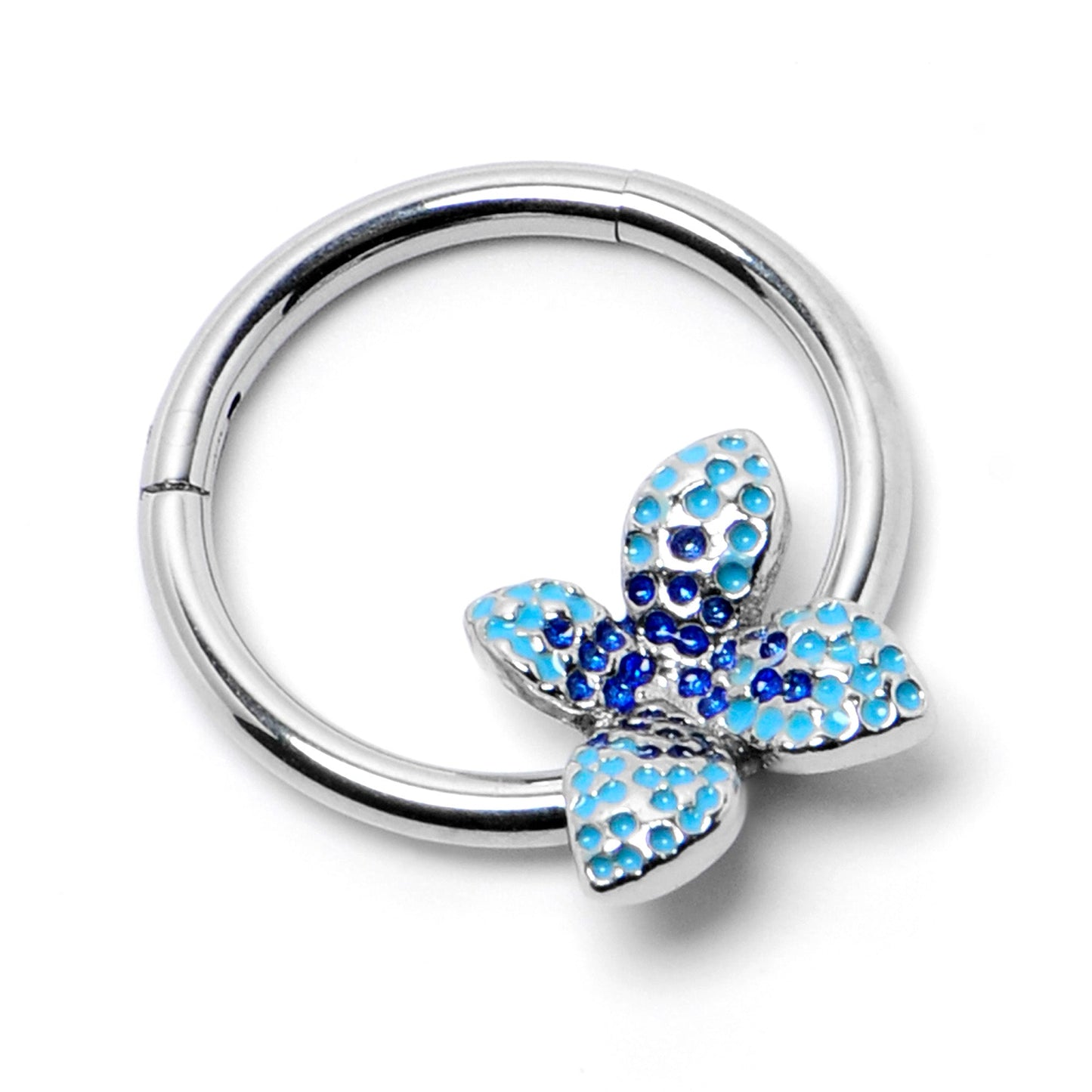 16G 3/8 Glamour Butterfly Hinged Segment Ring