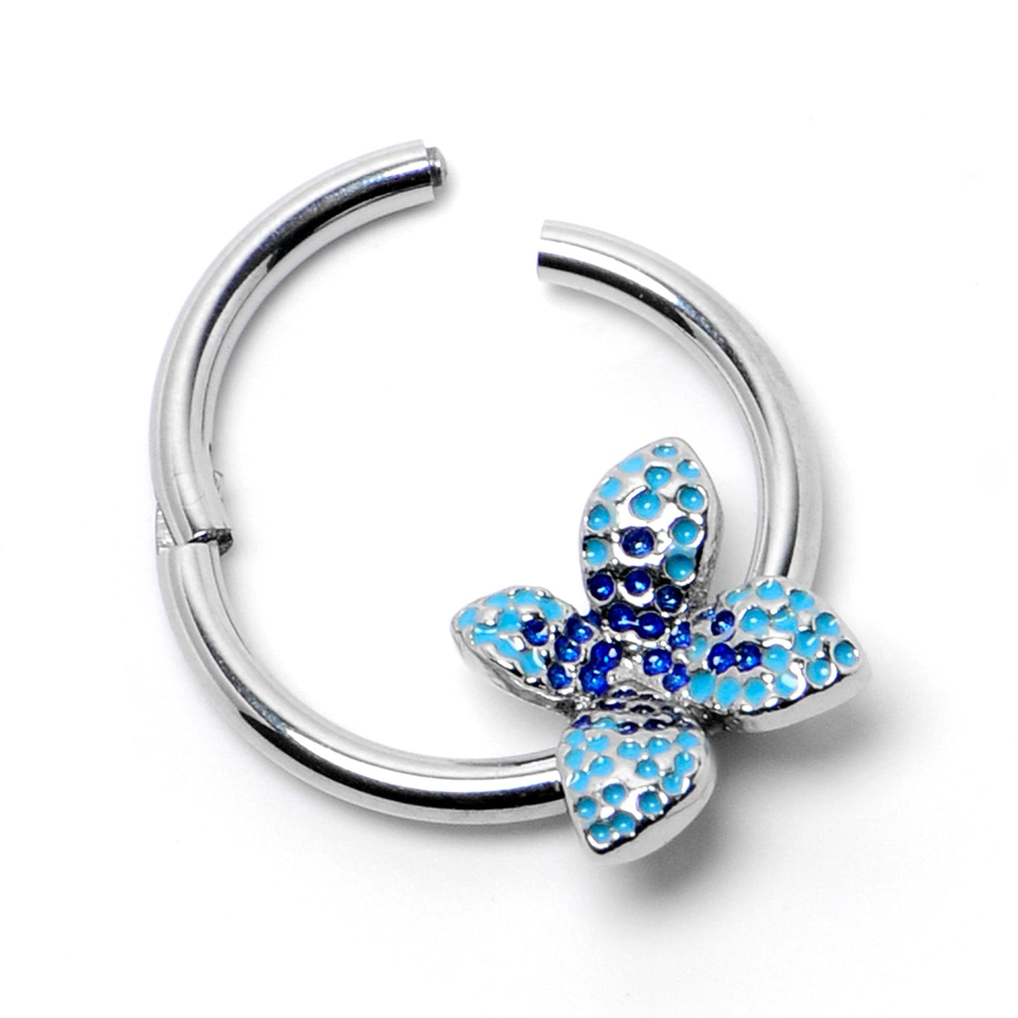 16G 3/8 Glamour Butterfly Hinged Segment Ring