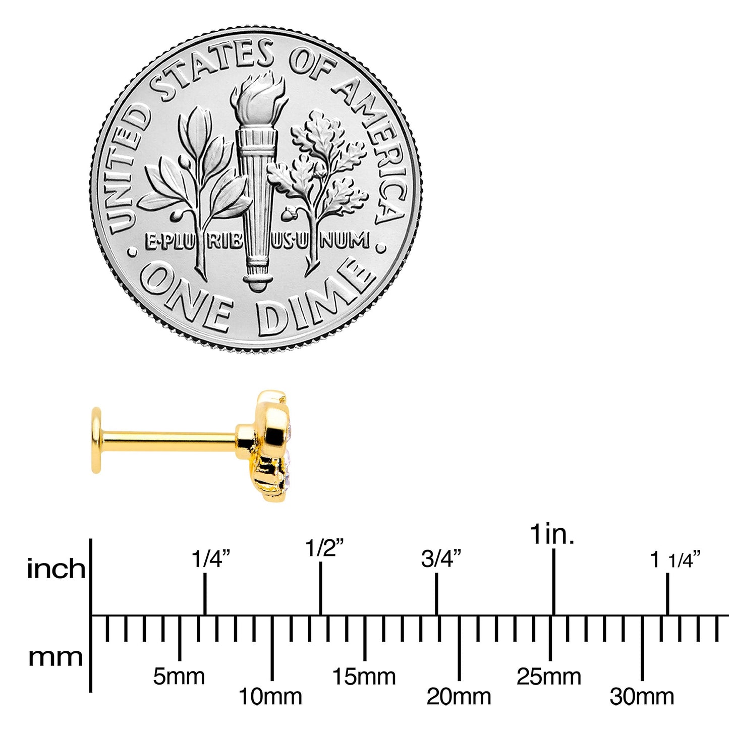 16G 5/16 Yellow Gem Gold Tone Fashion Winged Bug Labret Monroe Tragus