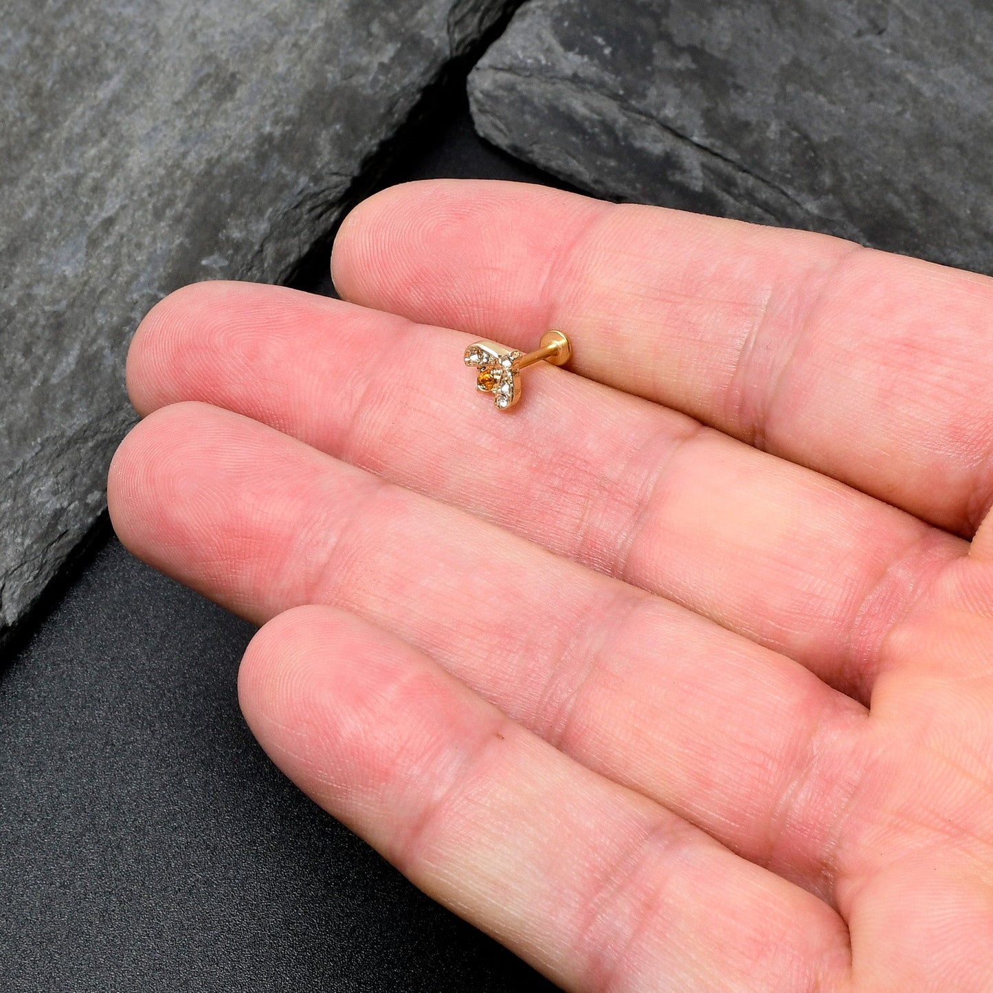 16G 5/16 Yellow Gem Gold Tone Fashion Winged Bug Labret Monroe Tragus