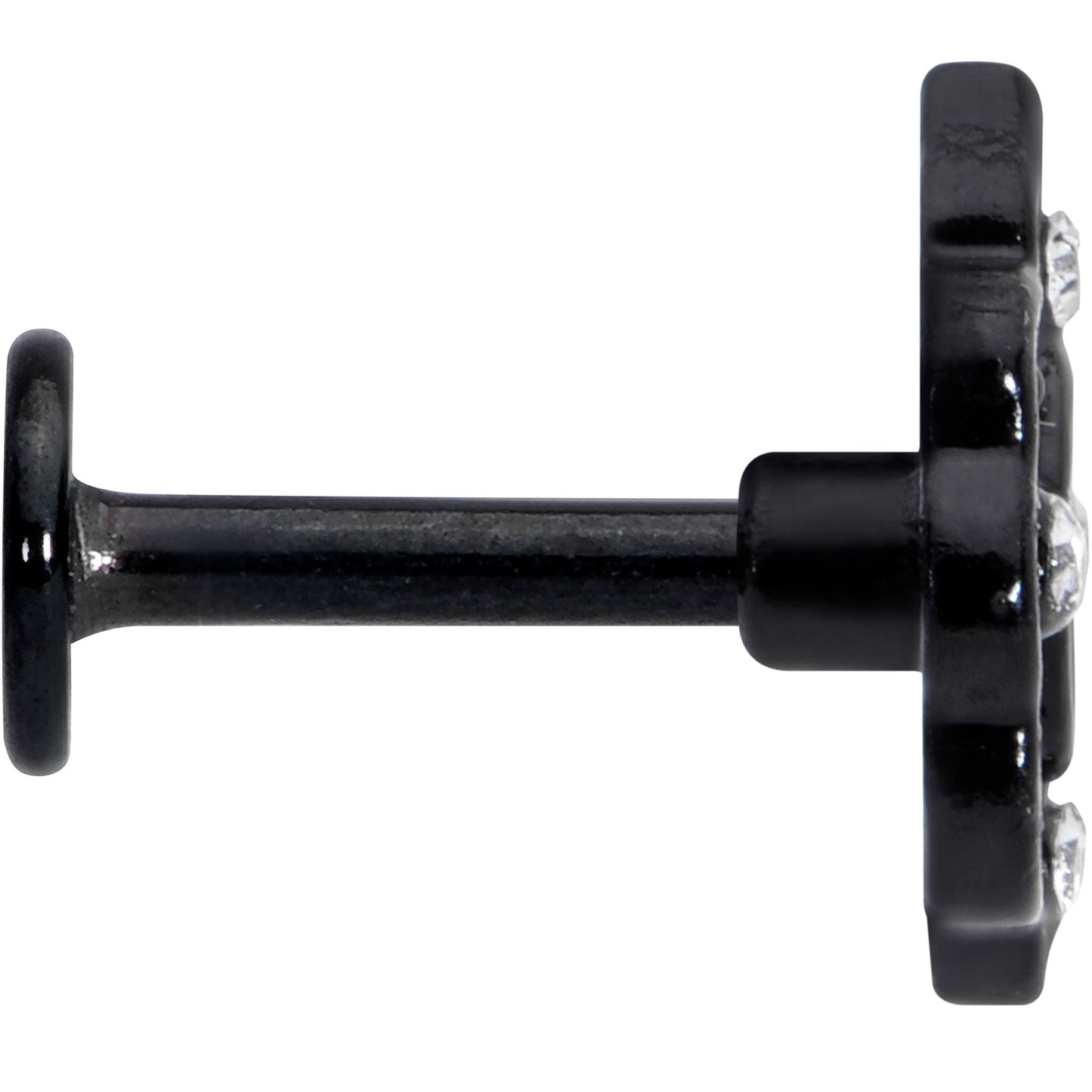 16G 1/4 CZ Faux Tourmaline Black Lacy Drop Labret