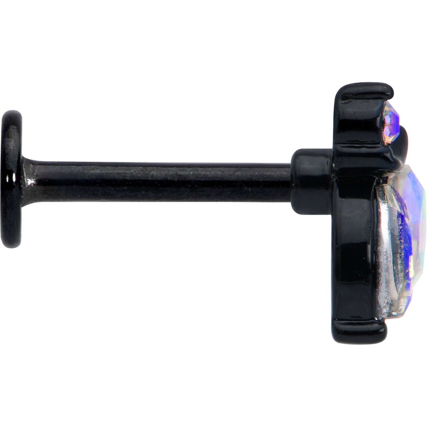 16G 5/16 Aurora CZ Gem Black Fleur de Lis Butterfly Labret Monroe Tragus