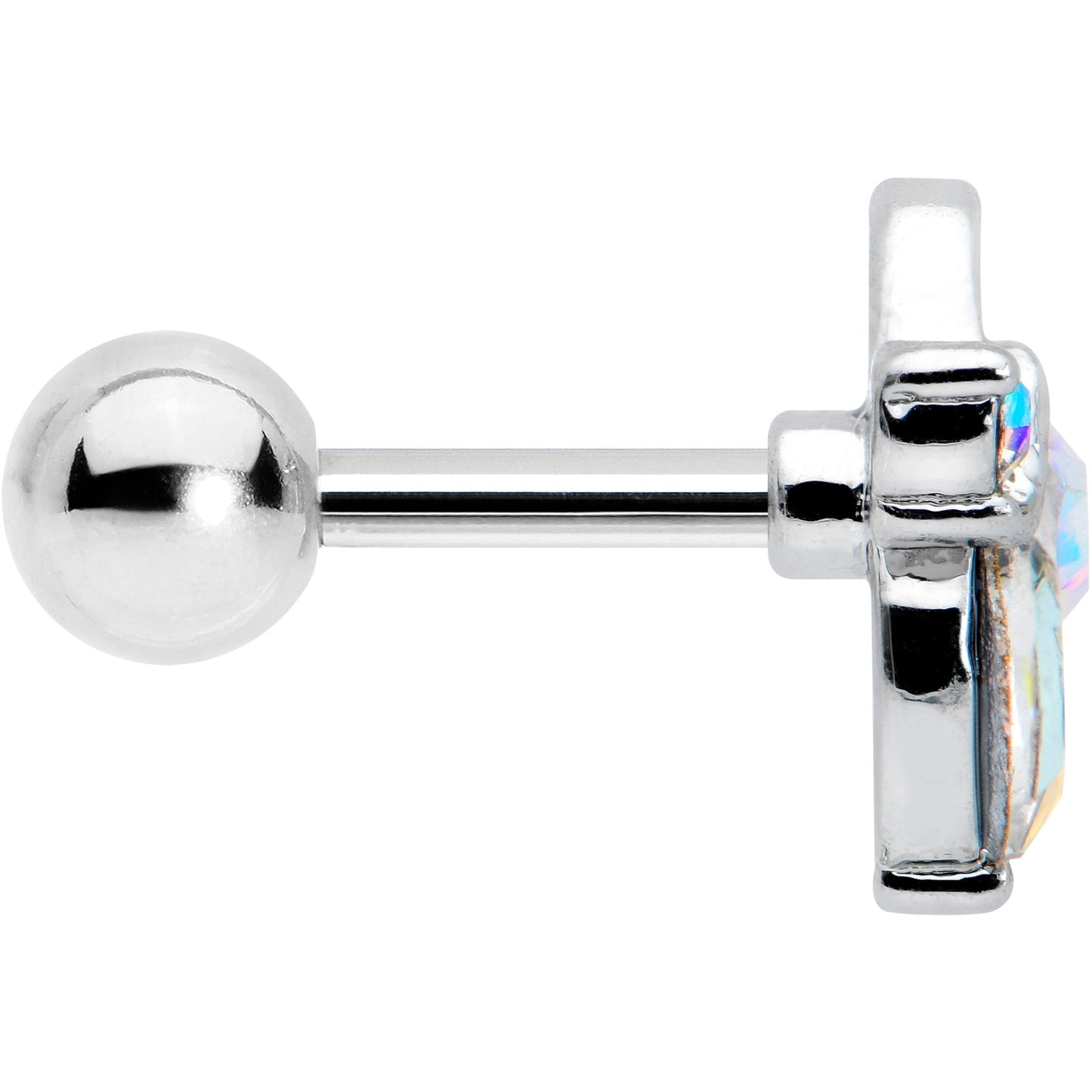 16G 1/4 Aurora CZ Gem Fleur de Lis Butterfly Cartilage Tragus Earring