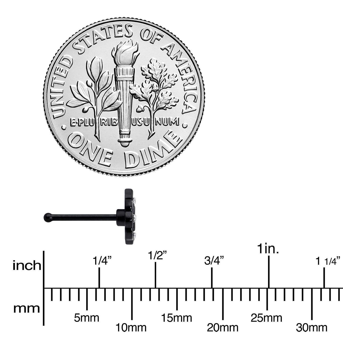 20G 1/4 Purple Tourmaline Black Lacy Drop Nose Bone