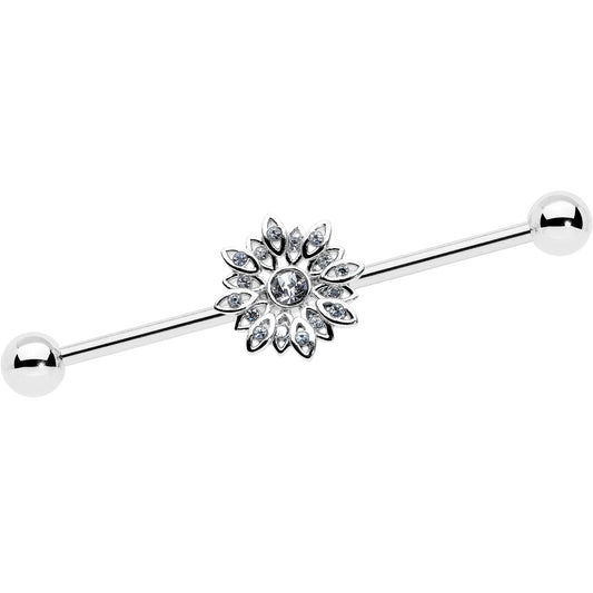 14G Clear Gem Starry Flower Industrial Barbell 38mm