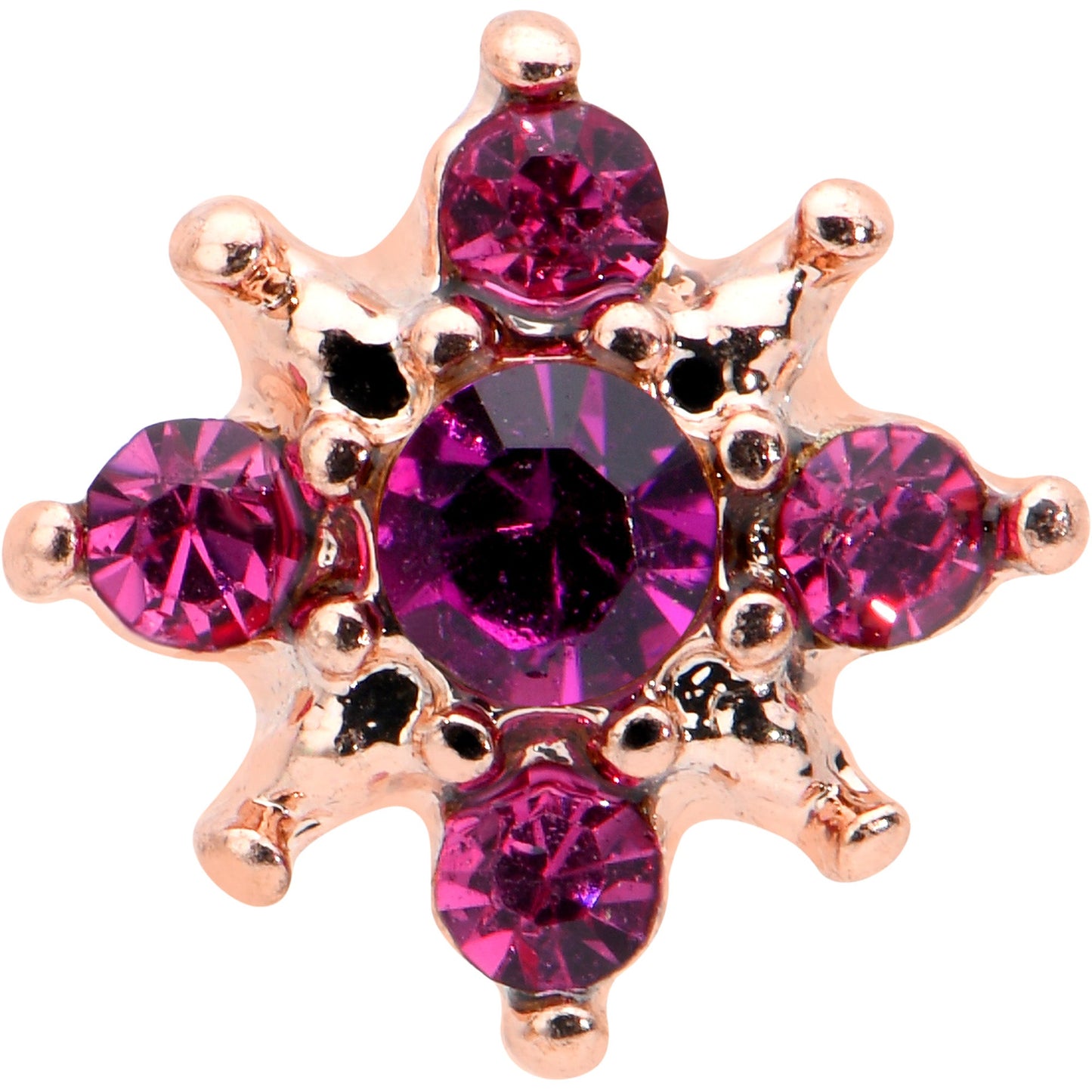 16G 5/16 Pink Gem Rose Gold Tone Sumptuous Star Labret Tragus