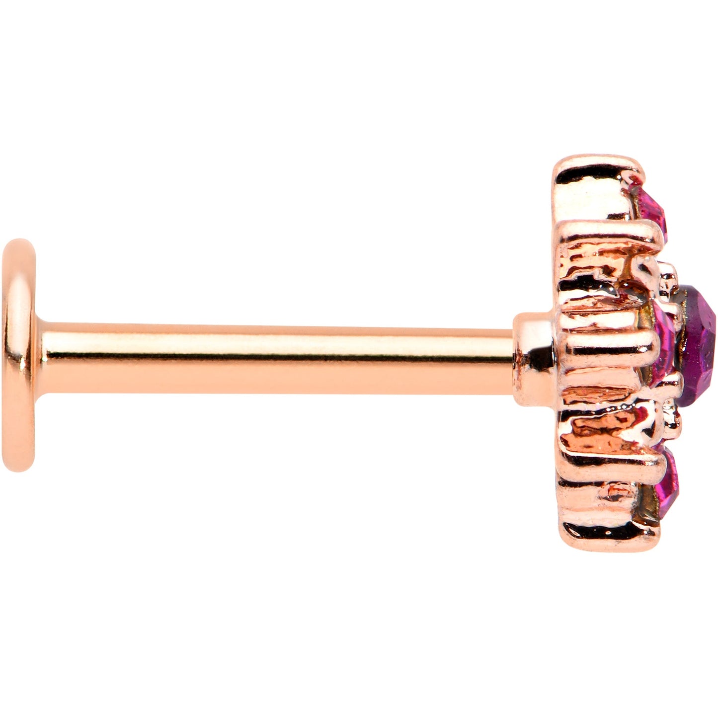 16G 5/16 Pink Gem Rose Gold Tone Sumptuous Star Labret Tragus
