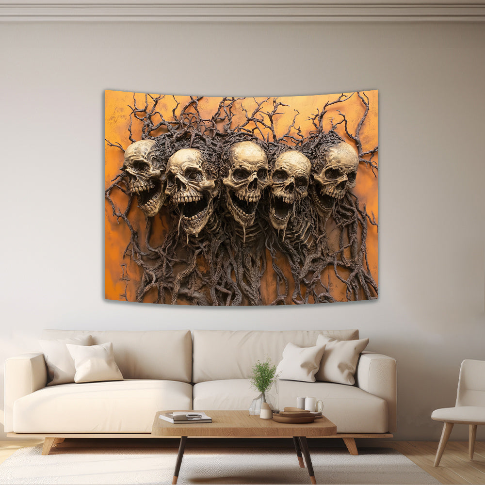 3D Skull & Branch Tapestry - Stunning Visual Art for Living Room, Bedroom, Office | Creative Decor Gift - Premium banner from Lizard Vigilante - Just $21.99! Shop now at Lizard Vigilante