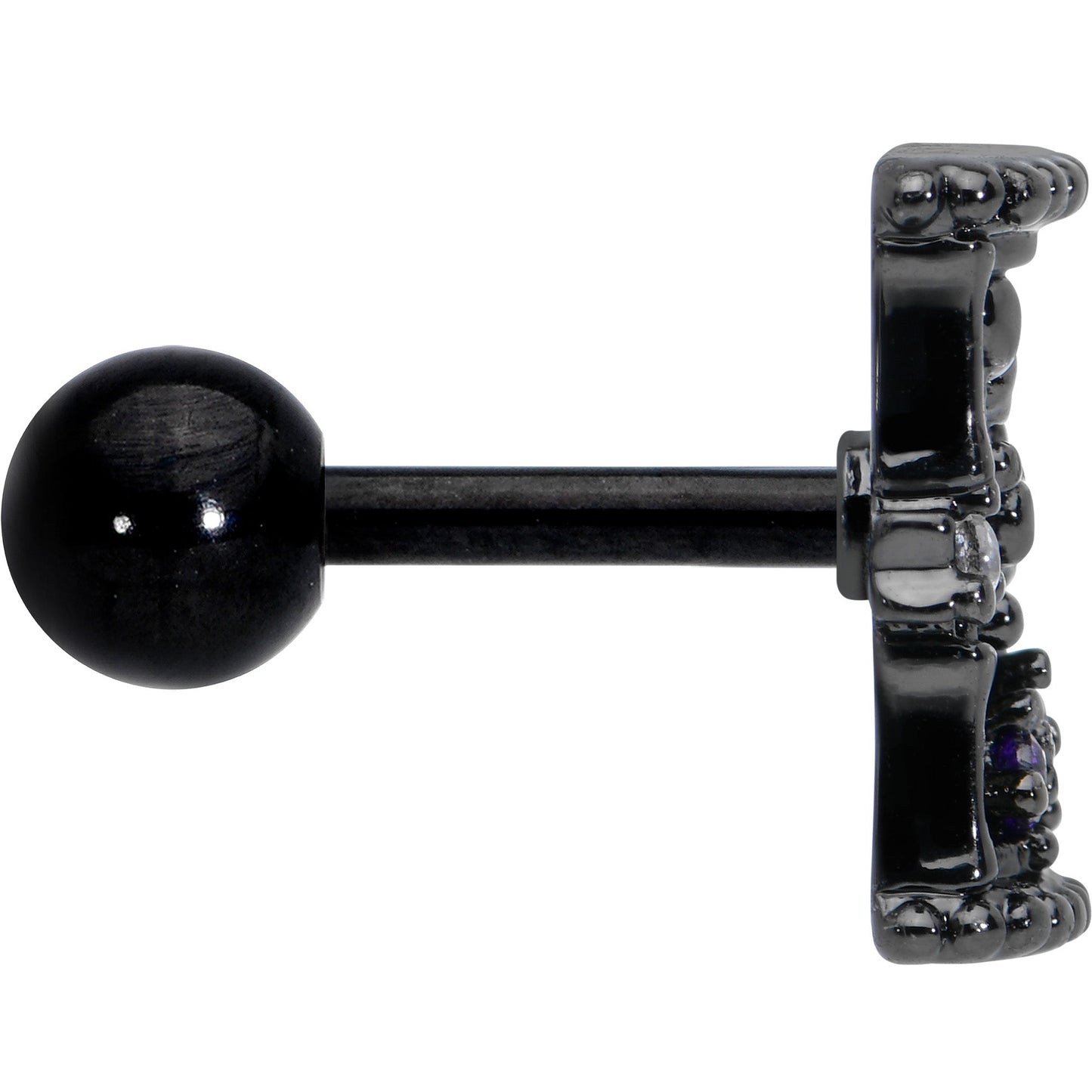 16G 1/4 Purple Gem Black Gothic Hourglass Cartilage Tragus Earring