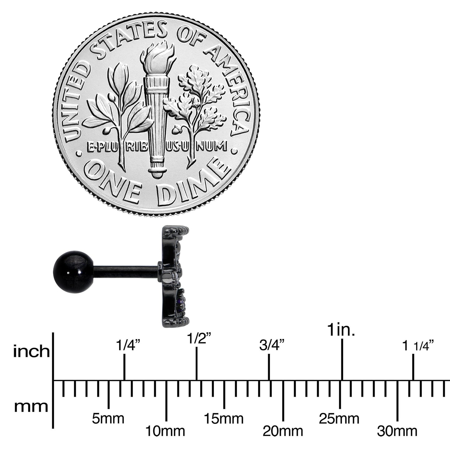 16G 1/4 Purple Gem Black Gothic Hourglass Cartilage Tragus Earring