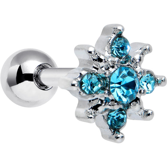 16G 1/4 Blue Gem Stylish Snowflake Cartilage Tragus Earring