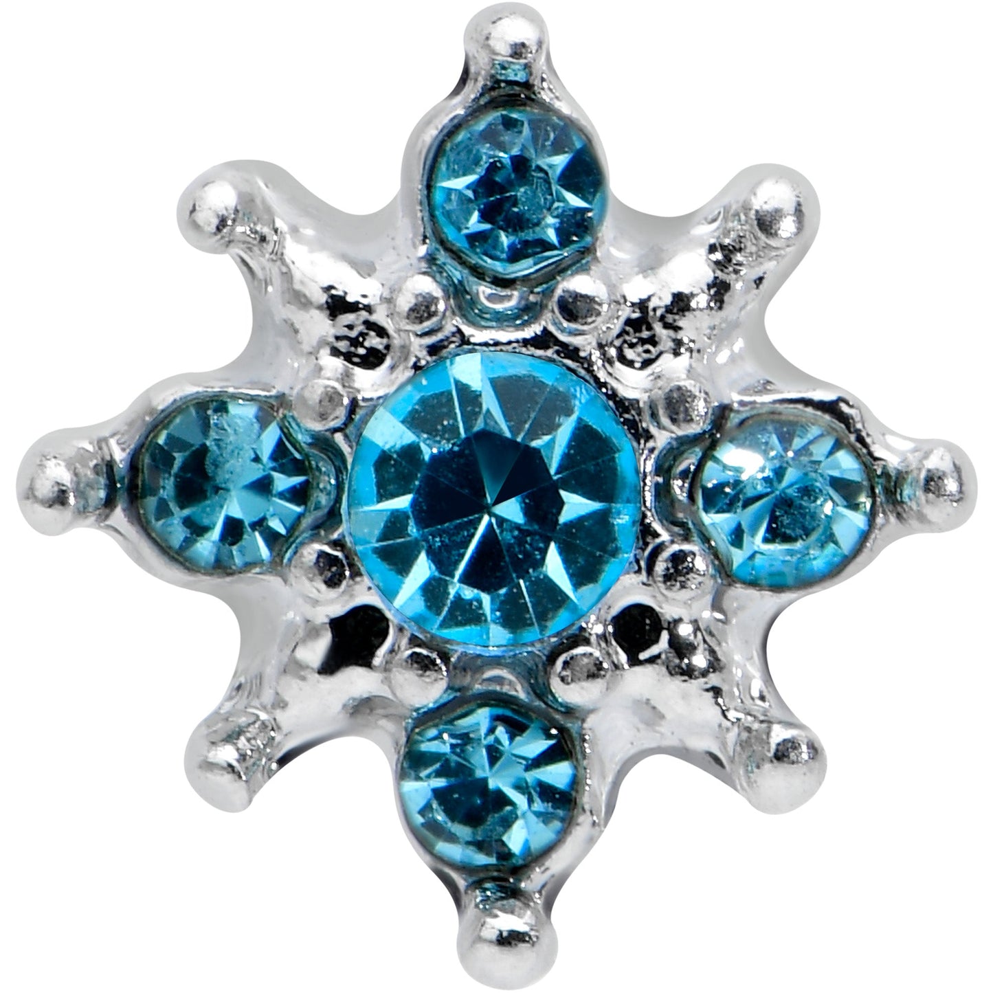 16G 1/4 Blue Gem Stylish Snowflake Cartilage Tragus Earring