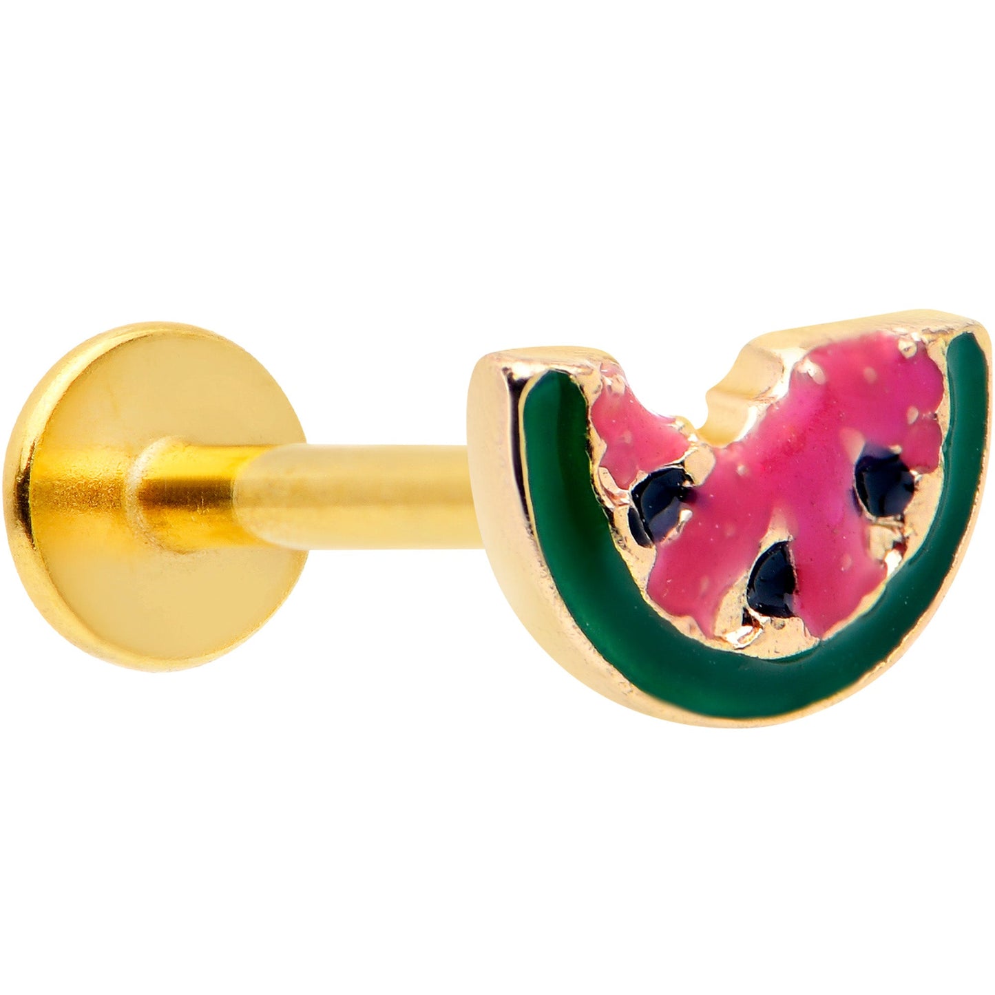 16G 5/16 Gold Tone Watermelon Bite Labret Monroe Tragus