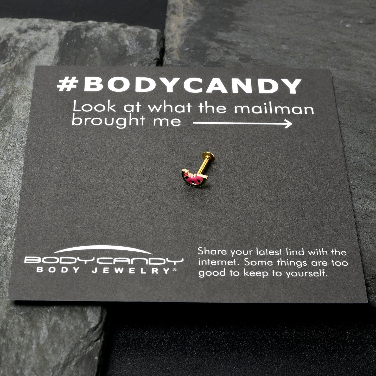 16G 5/16 Gold Tone Watermelon Bite Labret Monroe Tragus