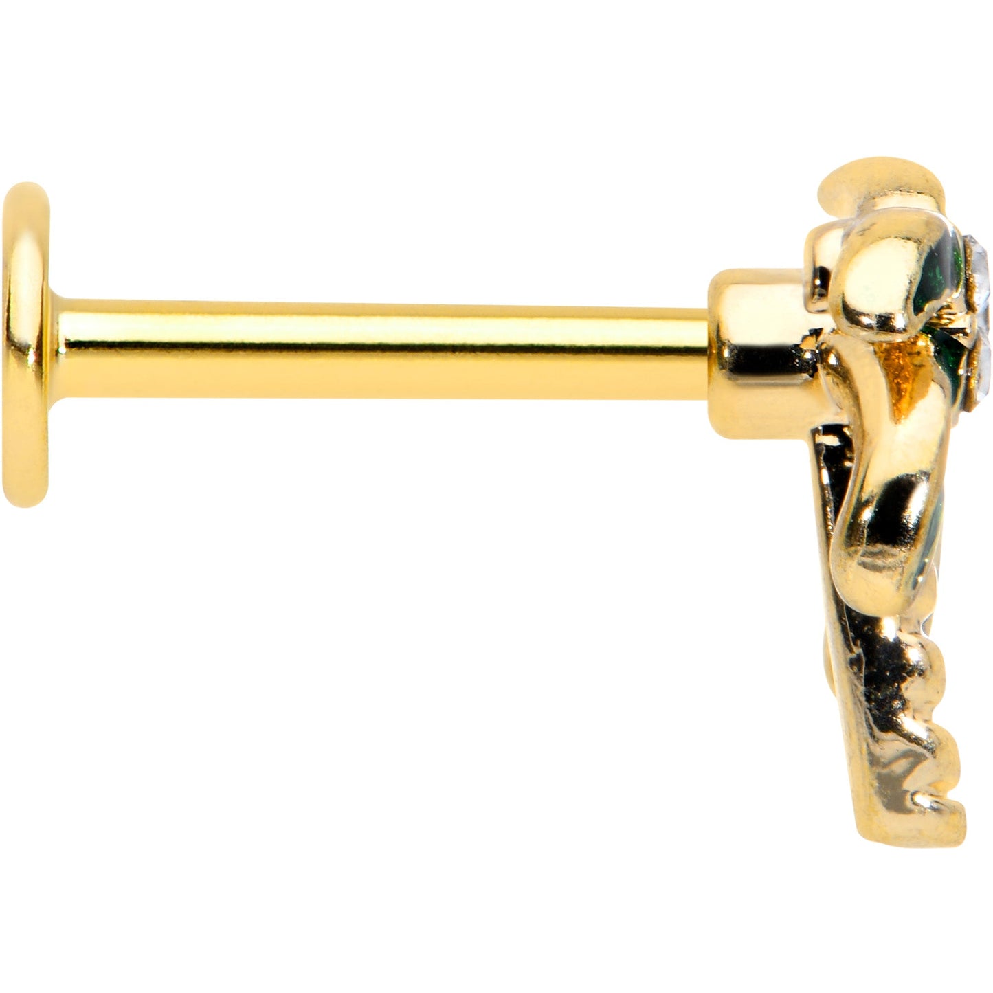 16G 5/16 Clear Gem Gold Tone Palm Tree Style Labret Monroe Tragus