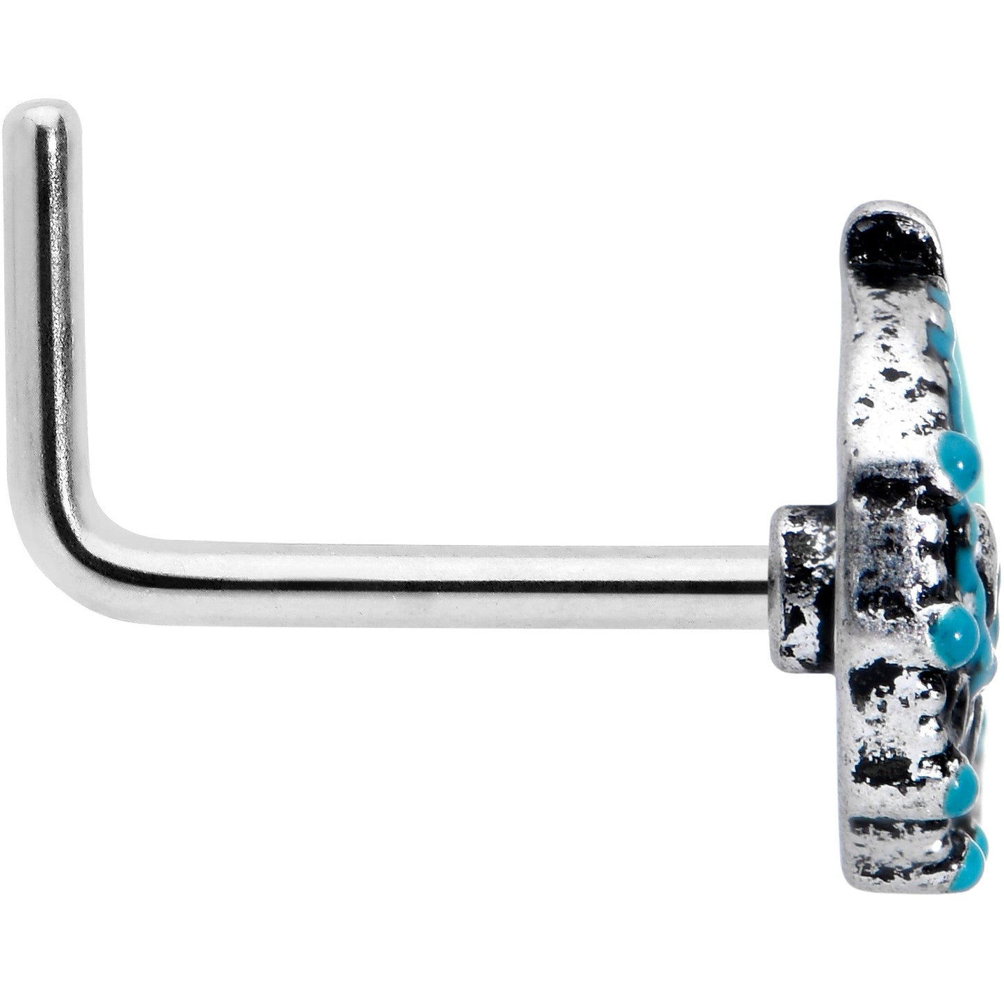 20G 1/4 Leaping Blue Dolphin L Shape Nose Ring