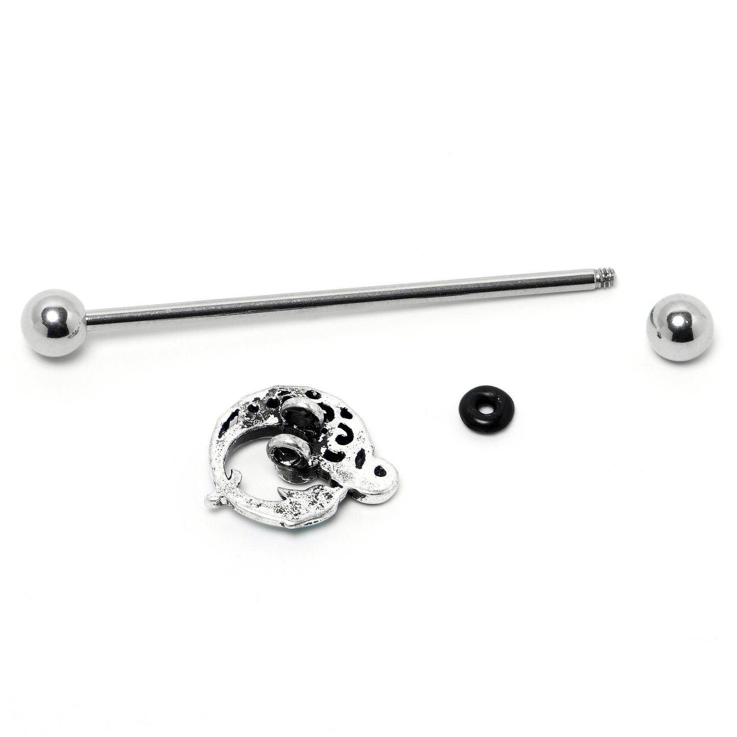 14G Leaping Blue Dolphin Industrial Barbell 38mm