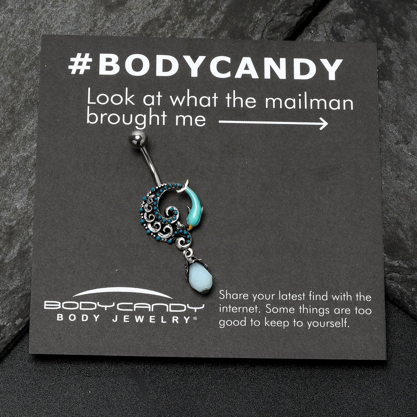Leaping Blue Dolphin Bauble Dangle Belly Ring