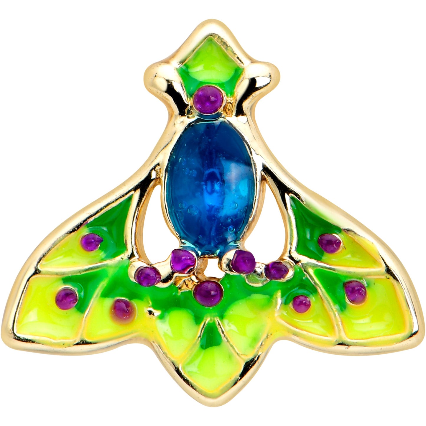 16G 5/16 Blue Gem Gold Tone Tropic Fan Labret Monroe Tragus