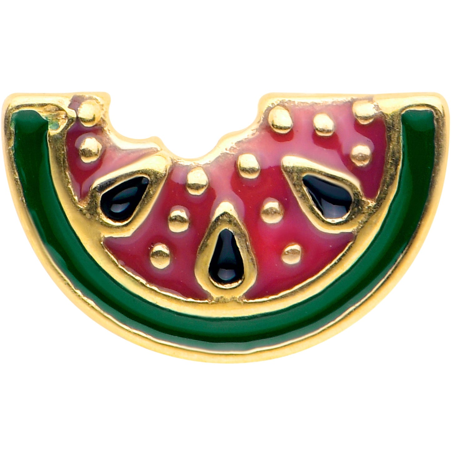 Gold Tone Watermelon Bite Barbell Tongue Ring