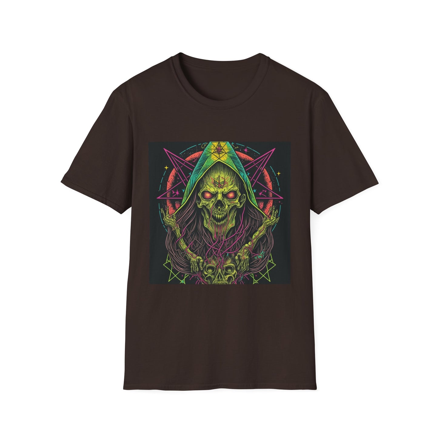 Hooded Skull T-Shirt — Neon Occult Graphic Tee