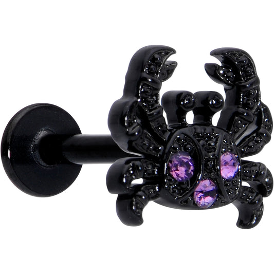 16G 5/16 Purple Gem Black Chic Crab Labret Monroe Tragus